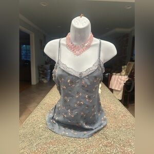 Vintage Hollister Top‎   Y2K Satin  Mesh Lace Floral Cami Whisigoth Small